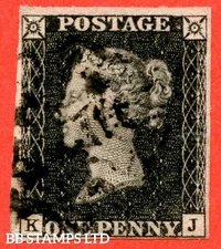 SG. 2 d. A1 (2) i. AS44. " KJ ". 1d black. Plate 7. A good used example c B39376