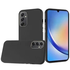 For Samsung A15 5G Case Soft Premium Cover with Chromed buttons + Tempered Glass