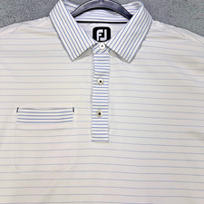 FootJoy Polo Shirt Mens XL White Pocket Stripe Golf Stretch Performance