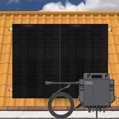 910Wp Balkonkraftwerk 2 x 455W Jolywood Fullblack Growatt NEO PV Set Schrägdach
