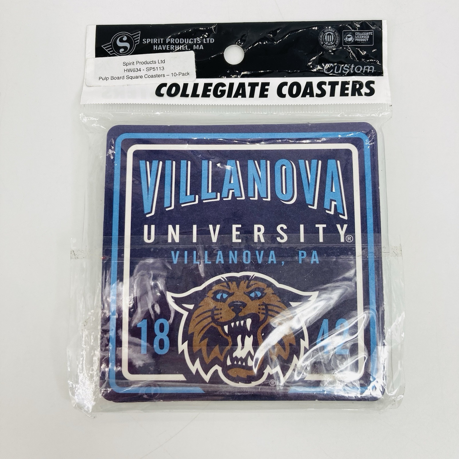 Villanova University NCAA 10 Pack Pulp Board Square Coasters