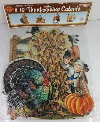 4-16'' Cutouts 2 Side Thanksgiving Beistle 4 Asst Decorations 1990 NOS