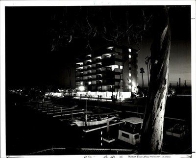 VTG Herbert Cross Photo Newport Beach California Vista Del Lido Condos Boat