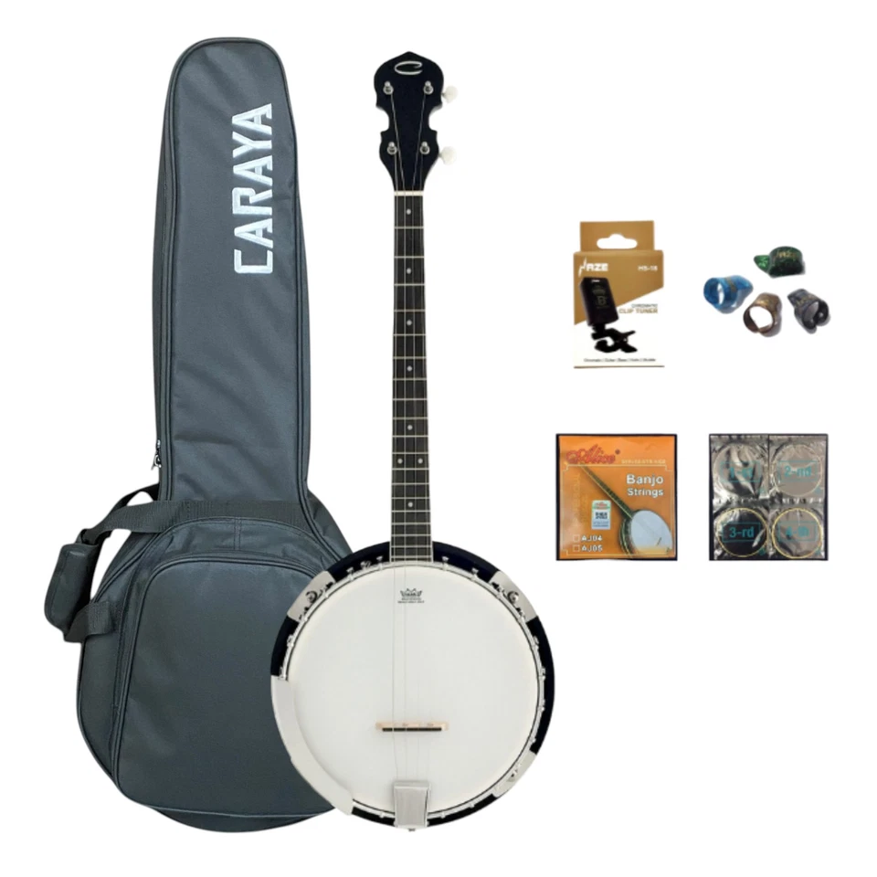 Caraya BJ004 4-String Tenor Banjo, Mahogany Resonator, digital tuner, picks, bag - Image 2 of 4