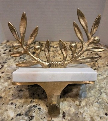 Threshold Studio Mcgee Gold Leaves White Marble Christmas Stocking Holder Hook