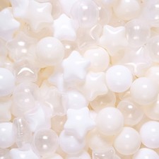 Ball Pit Balls 100 PCS, Star Shapes for Kids Playpen, Beige White Clear Plastic