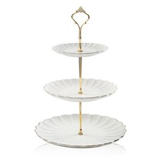 Sweejar 3 Tier Ceramic Cake Stand Wedding, Dessert Cupcake Stand for Tea Part...