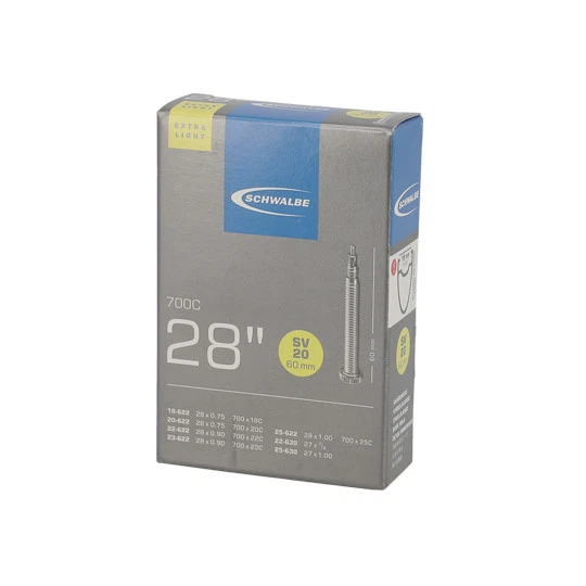Chambre a air velo 700c (18/25-622) vp 60 mm schwalbe extra light sv20 - Photo 1/1