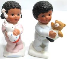 Vintage HOMECO African American Kids Pajamas Bunny Rabbit Teddy Bear PAIR # 1430