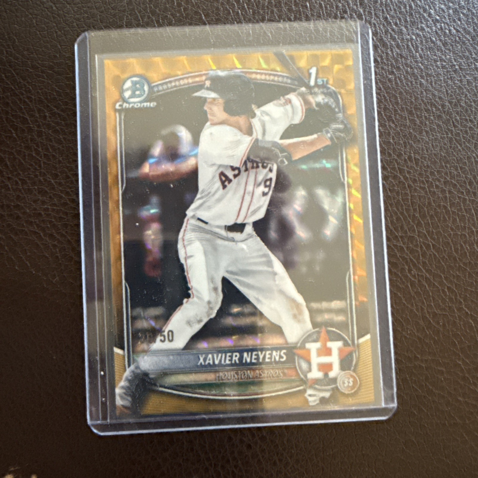 XAVIER NEYENS 2025 BOWMAN CHROME DRAFT 1ST GOLD GEOMETRIC /50