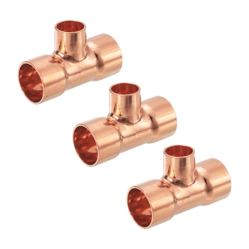 3/4 '' x 1/2 '' x 3/4 '' Copper Tee Pressure Pipe Fitting Connector 3pcs