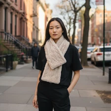 Primark Womens Faux Fur Wrap Scarf Beige 46" Long NWT One Size