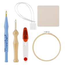 7 Pieces Punch Needle Set, Adjustable Punch Embroidery Kit with Fabric Loop6579