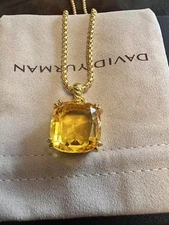 Gift/DAVlDYurmanSterling GOLD Diam Lemon Citrine 14mm Chatelaine