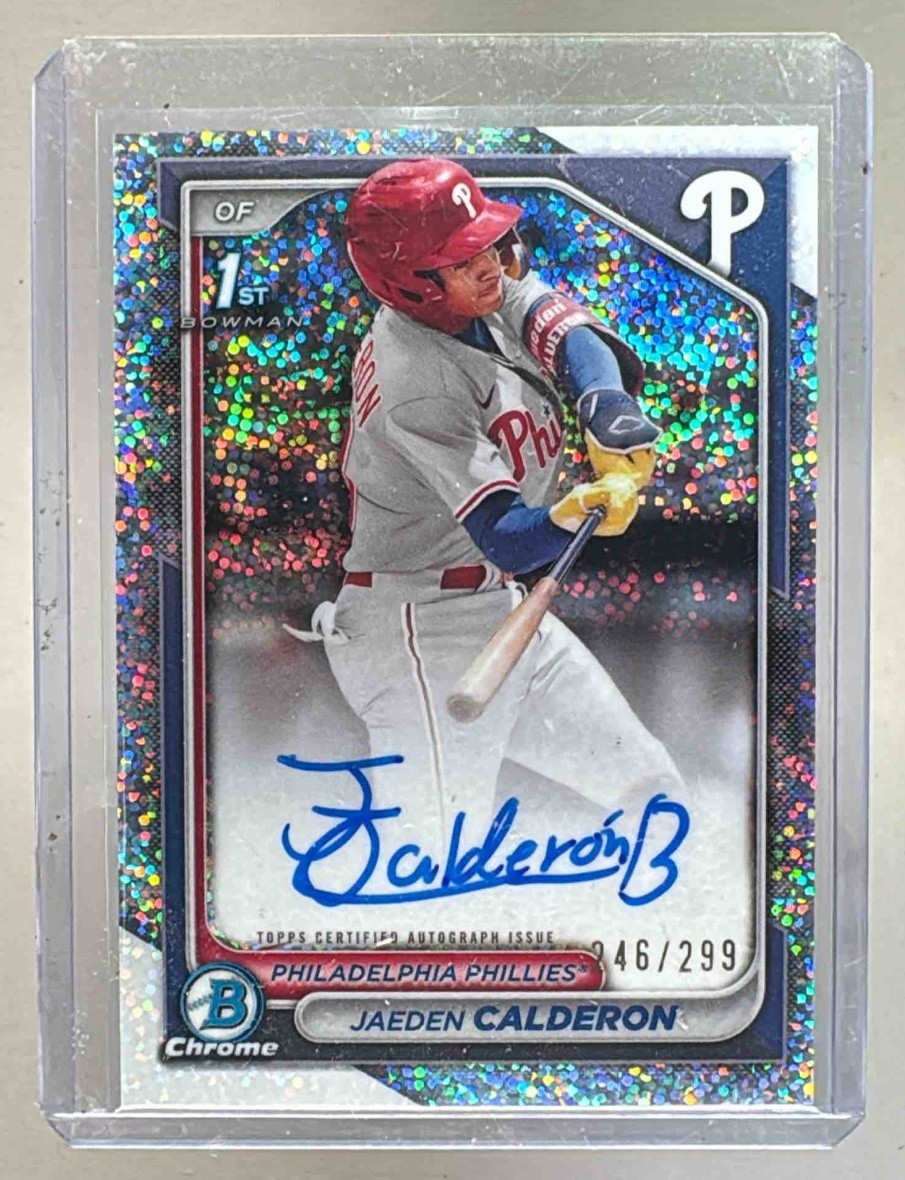 Jaeden Calderon 2024 Bowman Chrome #CPA-JCN Speckle Refractor Auto 1st RC /299