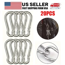 20 PCS Aluminum Carabiner D Shape Spring Clip Snap Key Hook Keychain Buckle