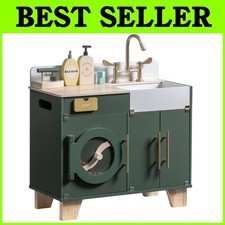 Wooden Washing Machine Toy Set - Kids Play Kitchen Accessory