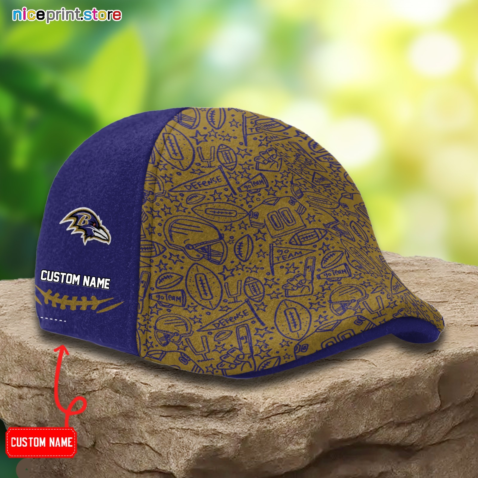 Baltimore Football Team Ravens Ivy Cap Flat Cap Driving Cap Golf Cap 07