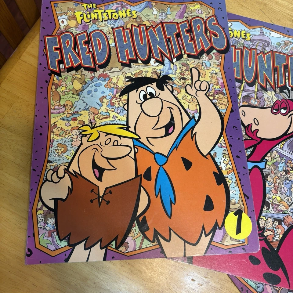Big Face Books The Flintstones Fred Hunters Jumbo Board Seek Set Of 3 Vintage Foto 3 de 4