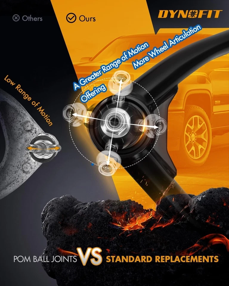 Brazos de control superiores elevación de 2-4" para Silverado 1500/Sierra 1500 2007-2018, dynofit Foto 3 de 4