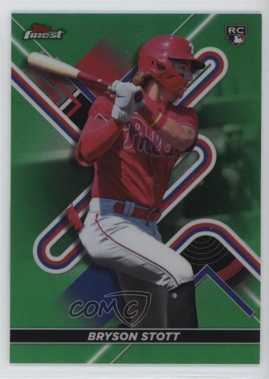 2022 Topps Finest Green Refractor 25/99 Bryson Stott #13 Rookie RC uk2