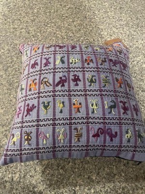 Guatemalan Mayan Hand Woven Vintage Textile Throw Pillow~Handmade in Weston, MA