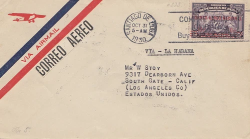 1930: Santiago to Los Angeles via air mail, Servicio Aero National - Picture 1 of 2