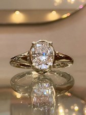 2 Ct Oval Cut Moissanite Solitaire Bezel Engagement Ring 14k Yellow Gold Plated