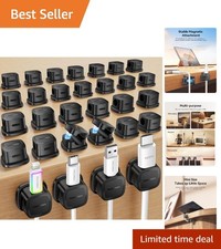 Cord Organizer: 30 Magnetic Clips with Strong Adhesive for Home Office