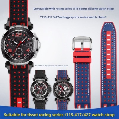 For Tissot T-race MotoGP T115.417A/427A Genuine Leather Rubber Watch Band Strap
