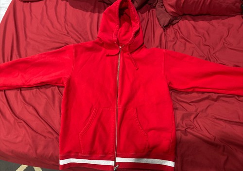 Supreme Old English Stripe Zip Up Sweatshirt Hoodie Red XL Best Offer Free Ship!