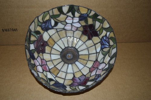 12" Tiffany Style Stained Glass Hanging Pendant Or Desk Table Lamp Shade - Picture 6 of 8