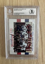 MIKE ERUZIONE TEAM USA SIGNED 1991 IMPEL HOCKEY CARD BECKETT BAS & SLABBED