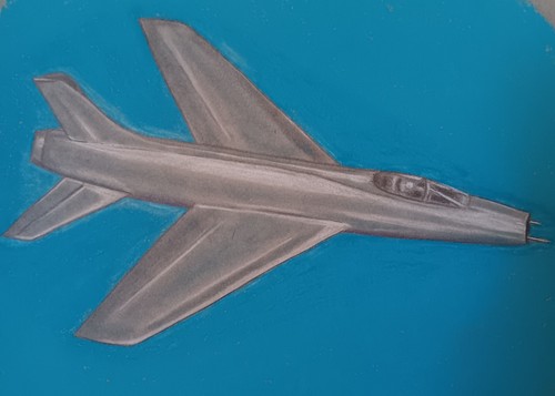 Aircraft drawing jet fighter oil pastel pencil chalk F-100 Super Sabre artist... - Picture 4 of 6