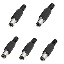 5Pcs DIY Plastic Cover DC Power Male Jack Connector Black 6.3mm x 3.0mm