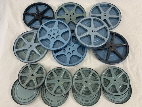 12 Super 8mm / 8mm EMPTY Metal Reels Spools w/Cans 7" (8pcs) & 5" (4pcs) + Box - Picture 2 of 19