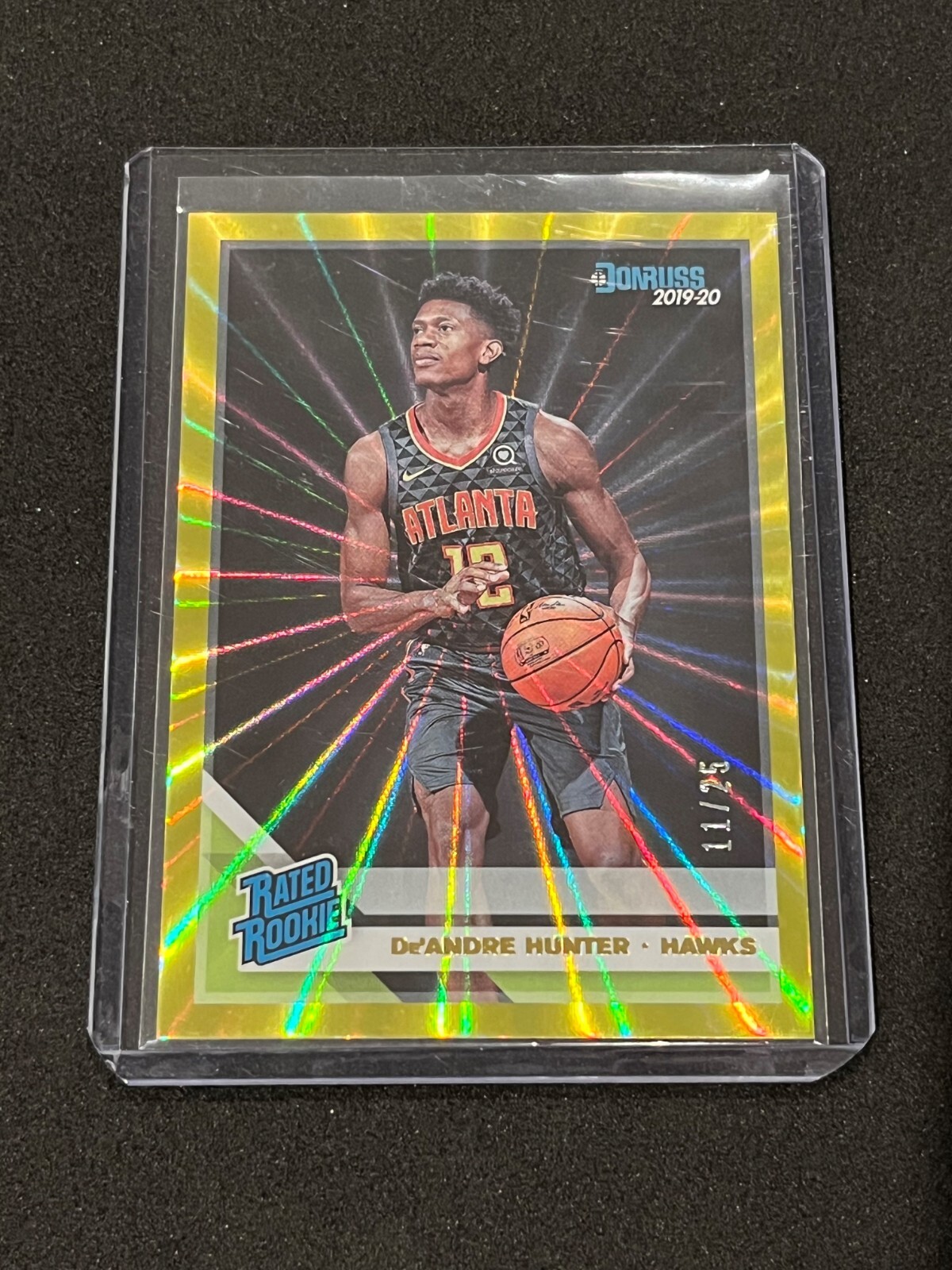 2019-20 Panini Donruss De'Andre Hunter Rated Rookie Yellow Laser 11/25 #204