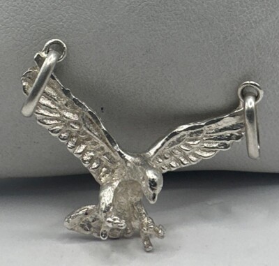 Vintage Sterling Silber 925 Fliegender Adler Vogel 3D Anhänger Charm (6,25gr)