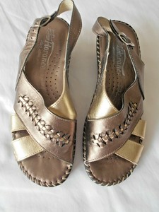 Pavers Ladies Metallic Leather Comfort Sandals Shoes Size 38 Uk 5