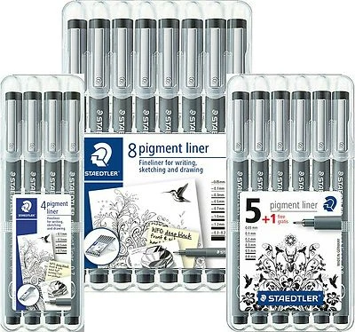 STAEDTLER Pigment Liner Desktop Sets of 4, 6 or 8 Available