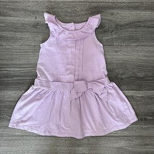 Janie Jack Lavender Purple Cotton Dress size 2T Flutter Sleeve Bow