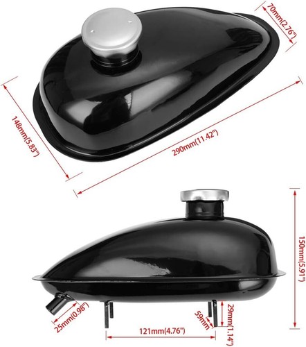 0.5 Gallon 2 Liter Gas Fuel Tank w/ Cap 49cc 60cc 80cc Motorized Bicycle Engine - Bild 6 von 7