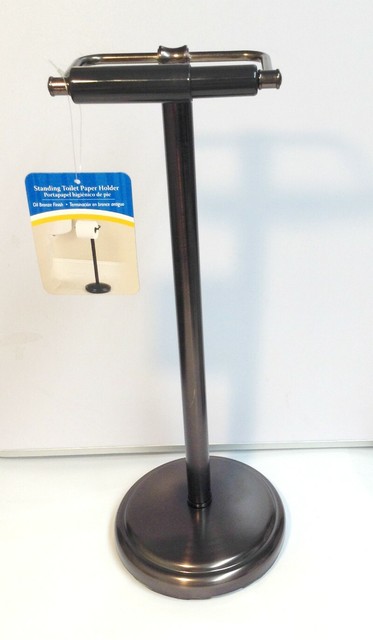 Free Standing Bathroom Toilet Tissue Paper Holder In Oil Rubbed
