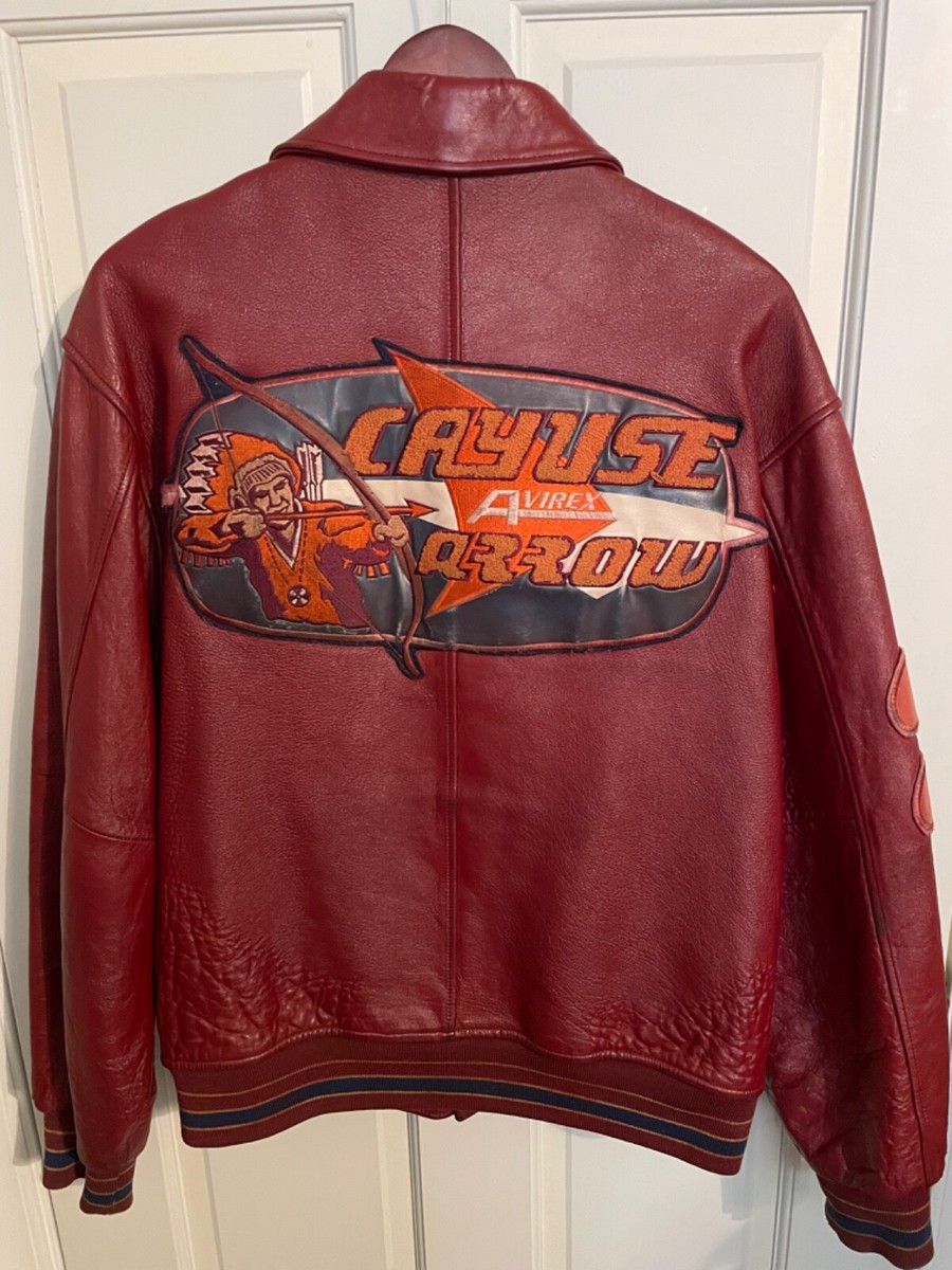 AVIREX CAYUSE ARROW SPORTS TEAM VARSITY JACKET BURGUNDY / XL | eBay