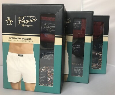 Munsingwear - s.k PENGUIN by Munsingwear 3Pk Woven Boxers Underwear Men's S L