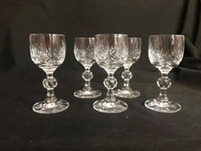 HAND CUT LEAD CRYSTAL CORDIALS #UNK10544 SET/5 ?WEBB CORBETT OR SCHOTT?