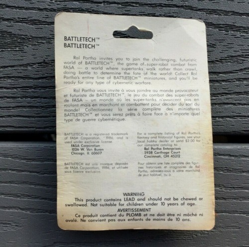 RAL PARTHA LEAD FIGUGE BATTLETECH SERIES JUMP JETS & FINS ITEM # 20-749 F/S RARE - Picture 3 of 4