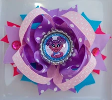 Abby Fairy Lavender White Blue Purple Pink Bottle Cap Hair Bow 5"