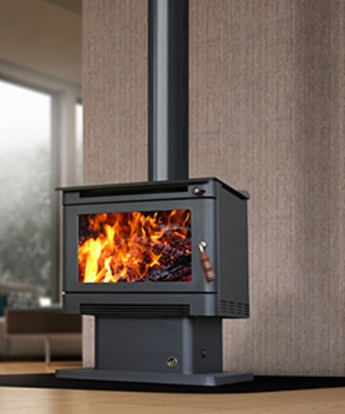 Wood Heater Ecomaxx Premium Pedestal Metallic Black Fireplace