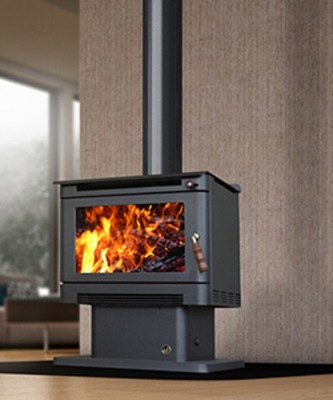 Wood Heater Ecomaxx Premium Pedestal Metallic Black Fireplace